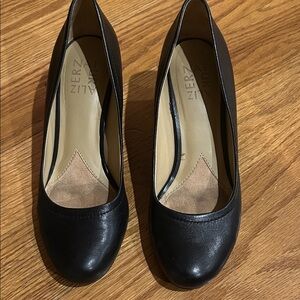 Naturalizer Black Leather Wedge Heels